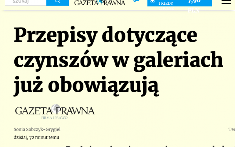 Przepisy dotyczące czynszów w galeriach już obowiązują